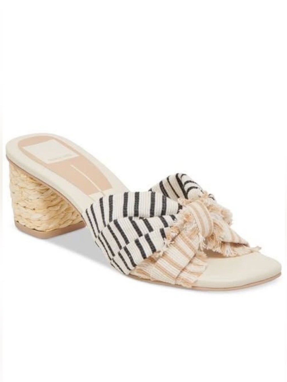 New Dolce Vita Izra Natural Stripe Sandal Slip on Block Heel size 7.5